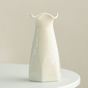 White Fluted Ceramic Vase – Minimal Home Accent